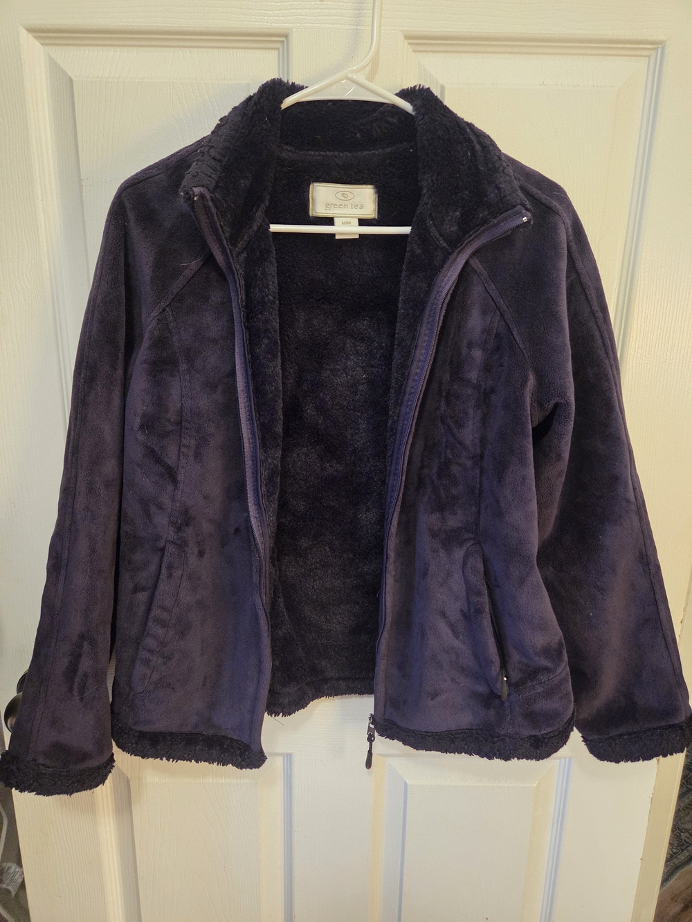 GreenTea Plush Teddy Jacket in Dark Purple